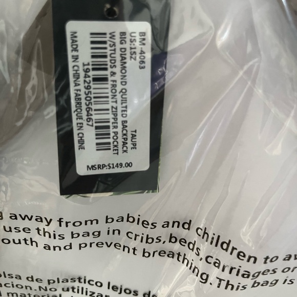 BADGLEY MISCHKA Quilted Studded Vegan Leather Backpack - Picture 4 of 5